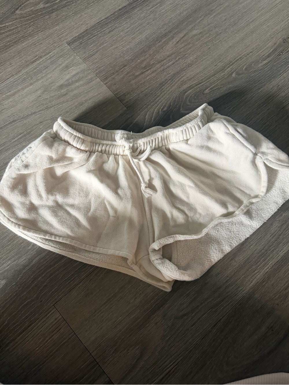 Brandy Melville Cream Terry Drawstring Athletic Shorts